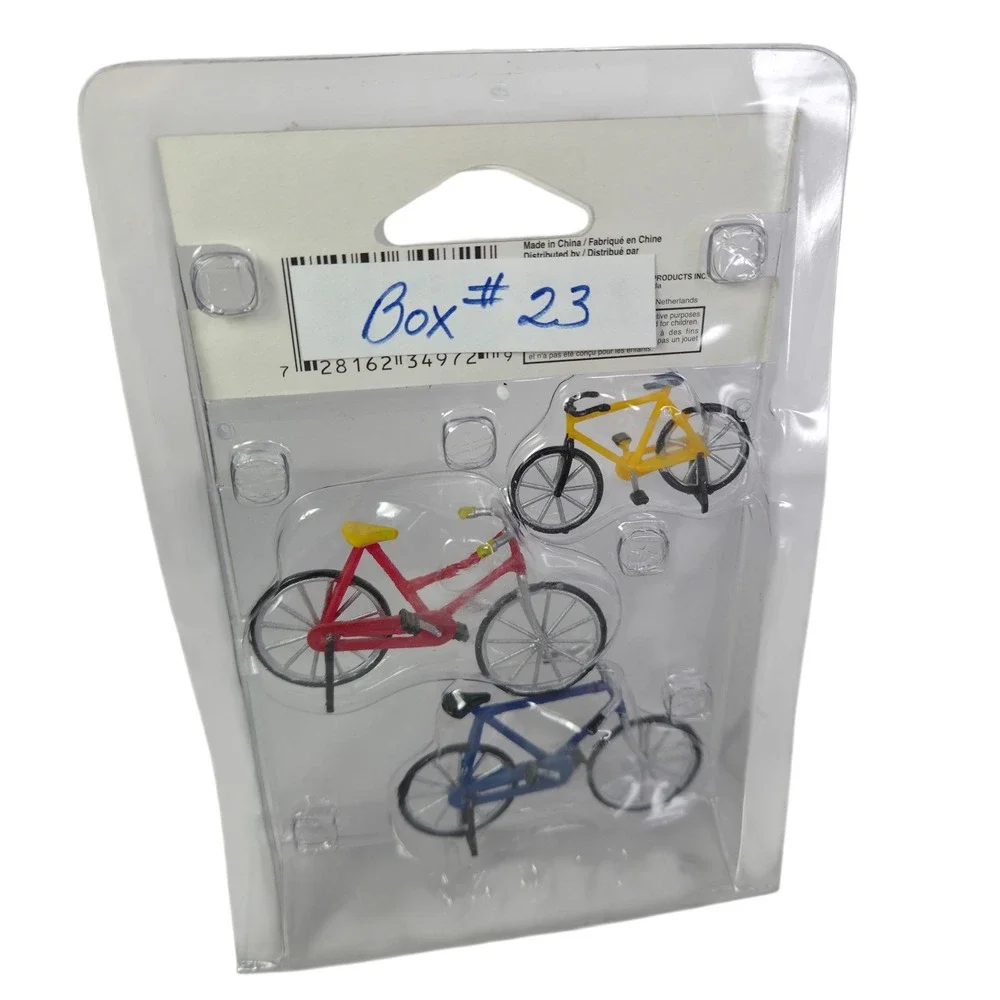 Lemax Christmas Village Accessories Bicycles and Red Sleds Miniature 5 pc set